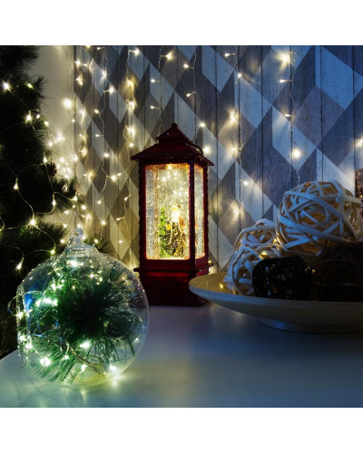 Декоративный LED-фонарь с эффектом снегопада и подсветкой Дед Мороз, теплое белое свечение NEON-NIGHT