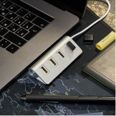 Разветвитель REXANT 4 USB-port серебристый