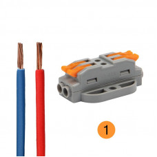Клемма СМК 222-422P проходная 2 полюса, с монтажной площадкой (0,08-4 мм²), серая (50 шт./уп.) REXANT