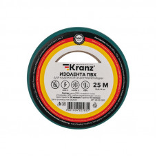 Изолента ПВХ 0,13х19мм, 25м, зеленая KRANZ