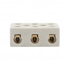 Клемма керамическая винтовая КВ 16 мм² 3 пары контактов с крепежным отверстием REXANT (45 шт./уп.)