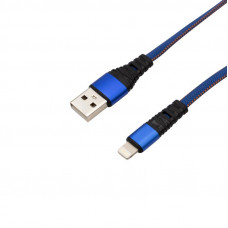 Кабель USB-A – Lightning для Apple, 2,4A, 1м, в синей нейлоновой оплетке, плоский REXANT