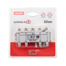 Делитель ТВх8 под F-разъем, 5-1000МГц, Silver (9 F-разъемов в комплекте) REXANT