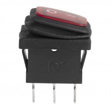 Выключатель клавишный 250V 6А (3с) ON-OFF красный с подсветкой Mini ВЛАГОЗАЩИТА (KCD1-201-4W) REXANT