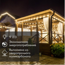 Лампа светодиодная, диаметр 50мм, E27, 9 LED, 1Вт, ТЕПЛЫЙ БЕЛЫЙ, прозрачная колба, 230В NEON-NIGHT