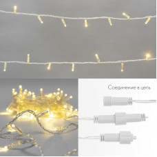 Гирлянда светодиодная Нить 10м 100 LED ТЕПЛЫЙ БЕЛЫЙ прозрачный ПВХ IP65 эффект мерцания 230В соединяется нужен блок 303-500-1 NEON-NIGHT