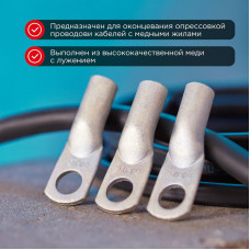 Наконечник медный луженый ТМЛ 50–12–11 (50мм² - Ø12мм) ГОСТ 7386-80 (в упак. 5 шт.) REXANT