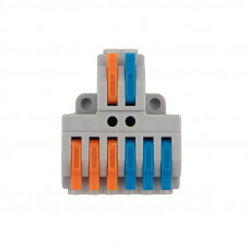 Клемма СМК 2х3 проходная разветвительная 2 полюса, с монтажной площадкой (1 ввод, 3 вывода на полюс), (5 шт./уп.) REXANT