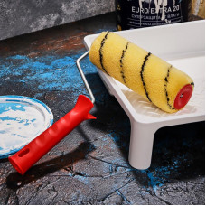 Валик полиакрил желтый с черной полосой, ворс 11 мм, ширина ролика 180 мм, бюгель 6 мм, Ø 42 мм REXANT