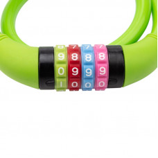 Замок тросовый кодовый взломостойкий для велосипедов и колясок 65см зеленый ЧЕТЫРЕ СЕЗОНА