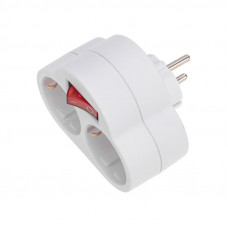 Двойник электрический 16А с/з с выключателем и защитными шторками, белый REXANT