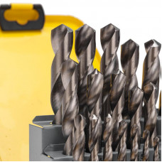 Набор сверл по металлу, 1-13мм (через 0,5мм), HSS, цилиндрический хвостовик, металлический кейс, 25 шт. KRANZ