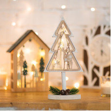 Деревянная фигурка с подсветкой Елка на подставке 14,5х5х30 см