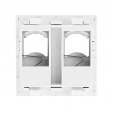 Вставка Mosaic 45x45, на 2 порта с прозрачной шторкой и увеличенным окном маркировки, белая