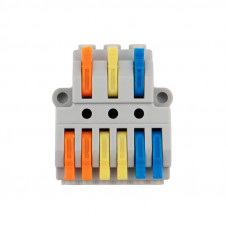 Клемма СМК 3х2 проходная разветвительная 3 полюса, с монтажной площадкой (1 ввод, 2 вывода на полюс) (50 шт./уп.) REXANT