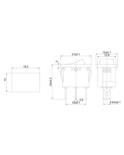 Выключатель клавишный 250V 6А (3с) ON-OFF синий с подсветкой Mini (RWB-206, SC-768) REXANT
