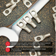 Наконечник медный луженый ТМЛ-Р 6–6 (6мм² - Ø6мм) (в упак. 100 шт.) REXANT