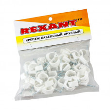 Крепеж кабеля круглый 20мм, белый (50 шт/уп) REXANT