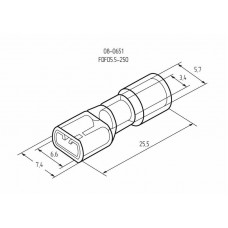 Клемма плоская полностью изолированная РППи-м 6.0-(6.3)/РпИмп 5,5-6-0,5 гнездо 6.6 мм 4-6 мм² REXANT