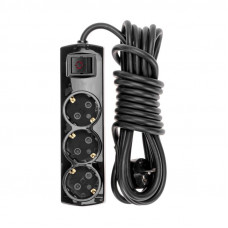 Удлинитель PREMIUM 3 гнезда, 5м, 3х1,5мм², с/з, с выключателем, черный REXANT