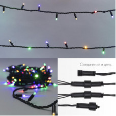 Гирлянда светодиодная Нить 12м 120 LED МУЛЬТИКОЛОР черный каучук IP67 постоянное свечение 230В соединяется нужен блок 315-000 NEON-NIGHT