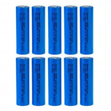 Аккумулятор Li-ion 18650, 3,7В, 2400мАч, без платы защиты, плоский контакт, 10 шт, коробка REXANT