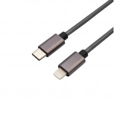 Кабель Type-C – Lightning для Apple, 2,4A 1 м, в нейлоновой графитовой оплетке, Power Delivery REXANT
