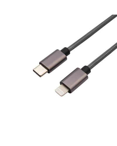 Кабель Type-C – Lightning для Apple, 2,4A 1 м, в нейлоновой графитовой оплетке, Power Delivery REXANT