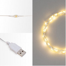 Гирлянда светодиодная Роса 5 м, 50LED, ТЕПЛЫЙ БЕЛЫЙ, IP20, USB NEON-NIGHT