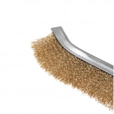 Щетка металлическая с пластиковой ручкой, витая латунированная проволока KRANZ