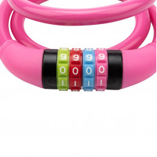 Замок тросовый кодовый взломостойкий для велосипедов и колясок 100см розовый ЧЕТЫРЕ СЕЗОНА