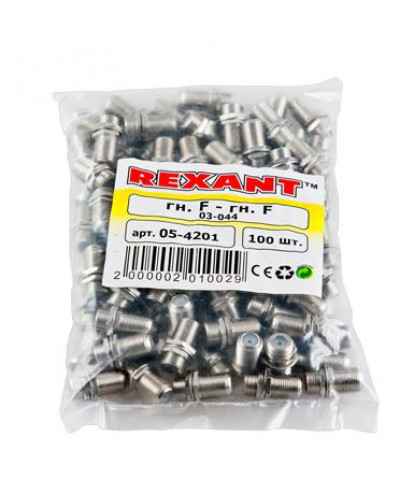 Переходник гнездо F – гнездо F, бочка с кольцом REXANT