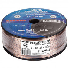 Кабель акустический 2х0,75мм², прозрачный BLUELINE, 100м REXANT