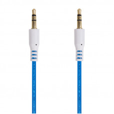 Аудиокабель AUX 3,5мм, 1м, синий, гелевый REXANT