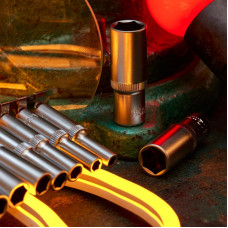 Набор удлиненных торцевых головок 1/4, шестигранные, CrV, 10 шт., 4-13мм REXANT