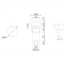 Выключатель-кнопка 250V 1А (2с) ON-OFF желтая (PBS-11А)REXANT
