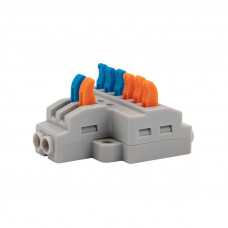 Клемма СМК 2х3 проходная разветвительная 2 полюса, с монтажной площадкой (1 ввод, 3 вывода на полюс), (5 шт./уп.) REXANT