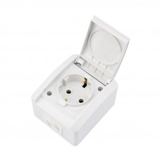 Розетка одноместная INDUSTRIAL IP54 с/з, о/у, белая KRANZ