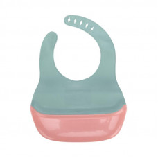 Фартук нагрудный для кормления с жестким карманом, зеленый с розовым HALSA