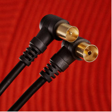 Шнур ТВ гнездо - ТВ штекер, угловой, 1,5м, черный REXANT