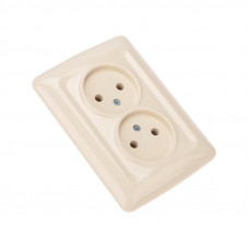 DEA Розетка 2-ая керамика б/з с/у 10А Беж KRANZ