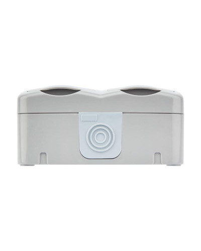 Блок горизонтальный 2 розетки Mini OG IP54 с/з, о/у, серый KRANZ
