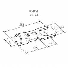 Наконечник вилочный изолированный 4.3 мм 4-6 мм² (НВи 6.0-4/НВи 5,5-4) желтый (10шт./уп.) REXANT