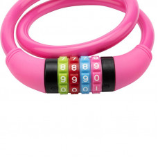 Замок тросовый кодовый взломостойкий для велосипедов и колясок 65см розовый ЧЕТЫРЕ СЕЗОНА