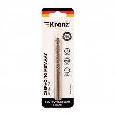 Сверло по металлу 5х86х52мм «Кобальт» (сталь HSS-Co 5% M35 P6M5K5) DIN 338, 1 шт. в блистере KRANZ