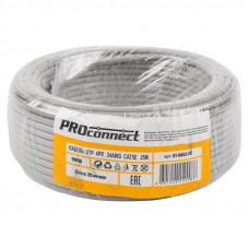 Кабель витая пара U/UTP, CAT 5e, PVC, 4PR, 24AWG, INDOOR, SOLID, серый, 25м PROconnect