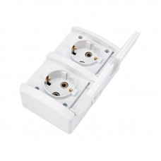 Блок горизонтальный 2 розетки (керамика) INDUSTRIAL IP54 с/з, о/у, белый KRANZ