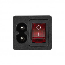 Выключатель клавишный 250 V 6 А (4с) ON-OFF красный с подсветкой и штекером C8 2PIN  REXANT