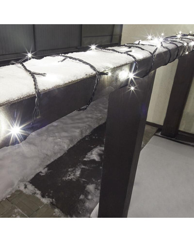 Гирлянда Нить управляемая 20м 200 LED ТЕПЛЫЙ БЕЛЫЙ черный ПВХ IP65 свечение с динамикой 230В нужен контроллер 217-204 NEON-NIGHT