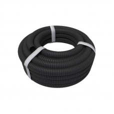 Труба гофрированная из ПНД безгалогенная HF, с зондом, ø32мм, черная (бухта 25 м/уп) REXANT